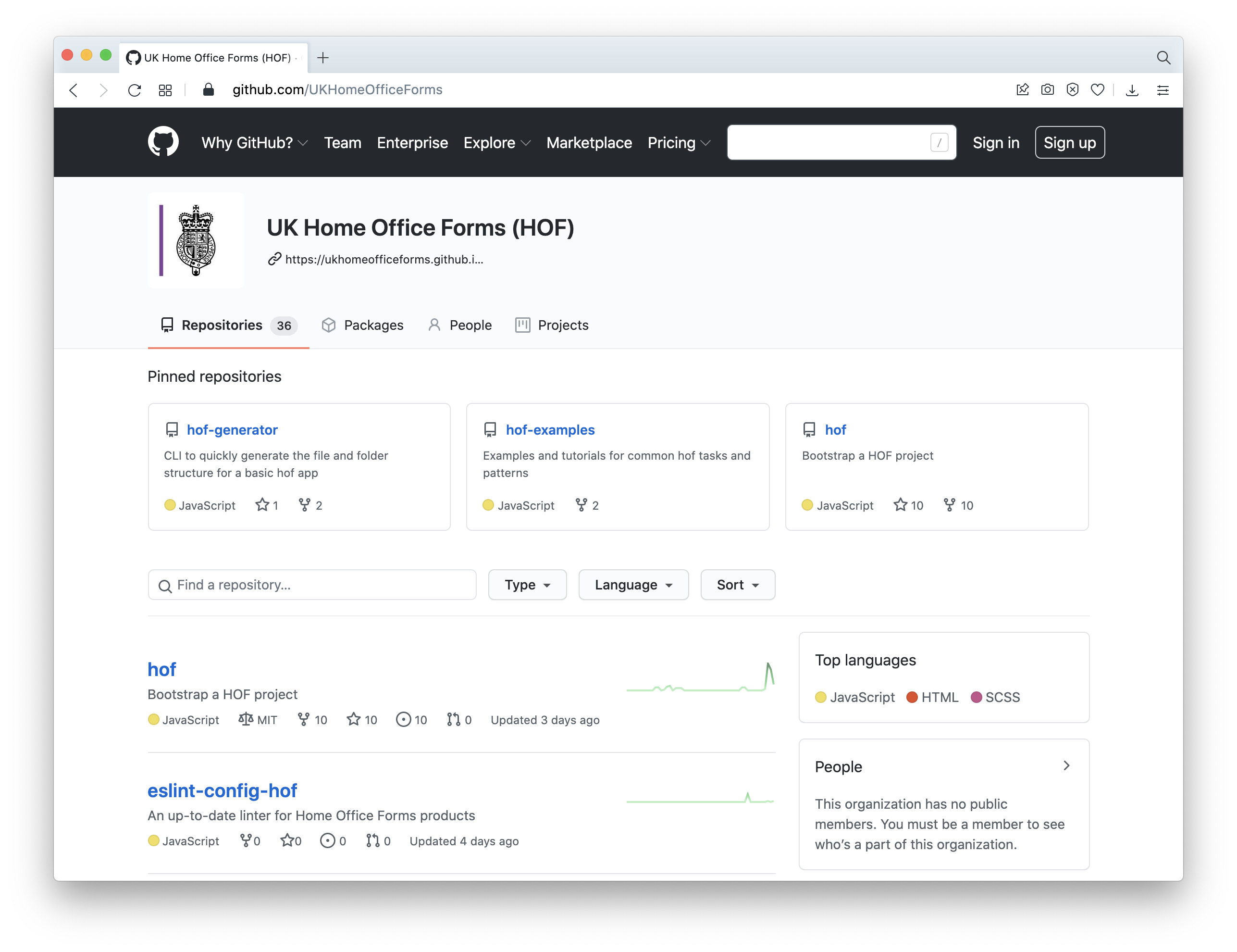 A screenshot of the Home Office Forms github page